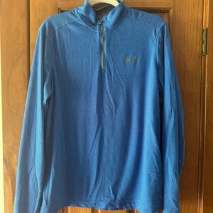 Under Armour Loose Fit 1/4 Quarter Zip Pullover Men’s Medium Blue Gray Striped